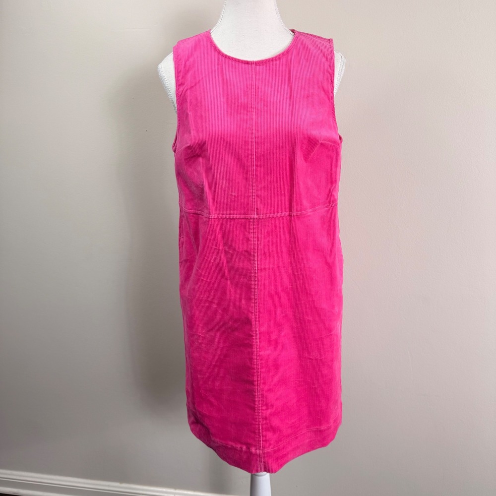 Boden Pink Corduroy Shift Dress Sleeveless Pockets Magenta Mini Jumper Size 6P